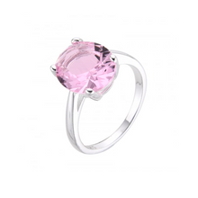 Cargar imagen en el visor de la galería, Anillo con piedra ovalada rosa