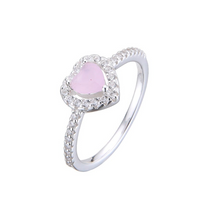 Cargar imagen en el visor de la galería, Anillo de corazón con piedra rosa