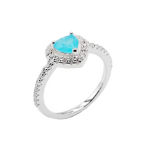 Cargar imagen en el visor de la galería, Anillo de corazón con piedra turquesa