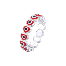 Cargar imagen en el visor de la galería, Anillo con diseño de ojo turco color rojo