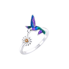 Cargar imagen en el visor de la galería, Anillo de colibrí y flor