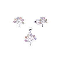 Cargar imagen en el visor de la galería, Conjunto de aretes y dije con forma de árbol de la vida