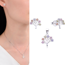 Cargar imagen en el visor de la galería, Conjunto de aretes y dije con forma de árbol de la vida