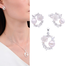 Cargar imagen en el visor de la galería, Conjunto de aretes y dije de plata