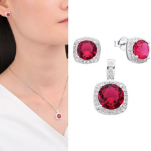 Cargar imagen en el visor de la galería, Conjunto de aretes y dije con gema roja