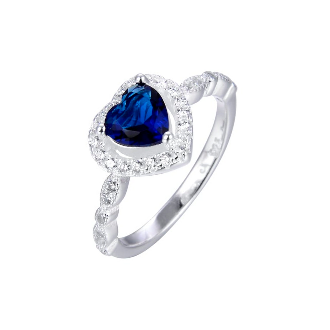 Anillo con piedra de corazon azul