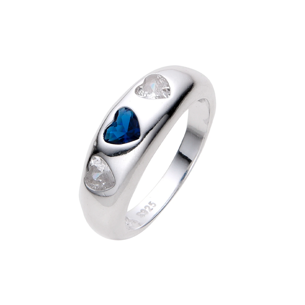 Anillo de corazones azul