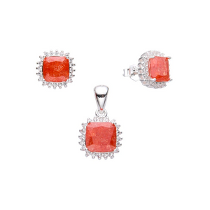 Conjunto de aretes y dije cuadrados