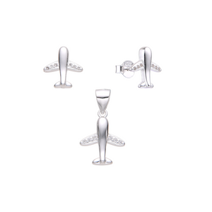 Conjunto de aretes y dije de avión