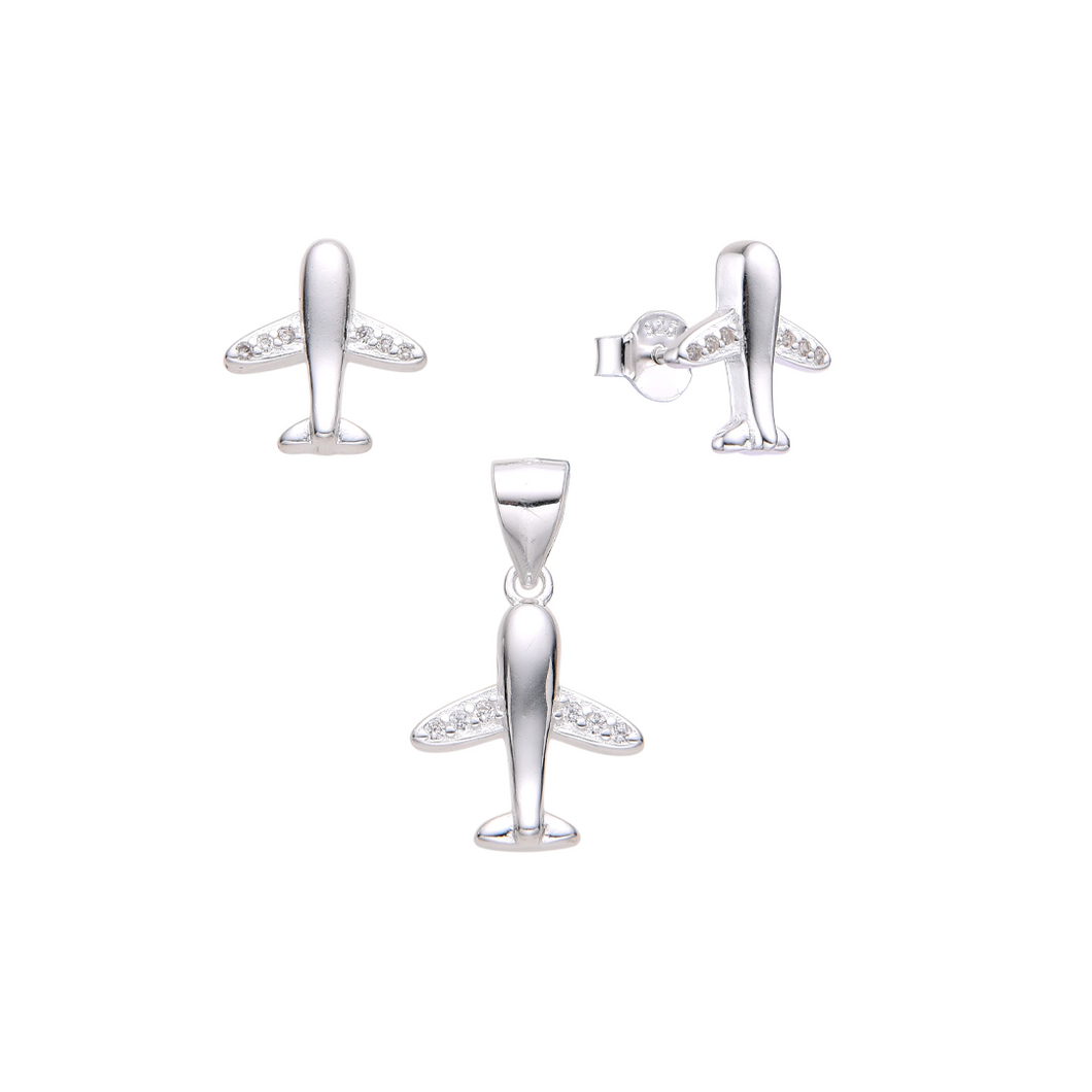 Conjunto de aretes y dije de avión