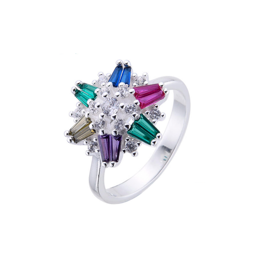 Anillo de plata floral
