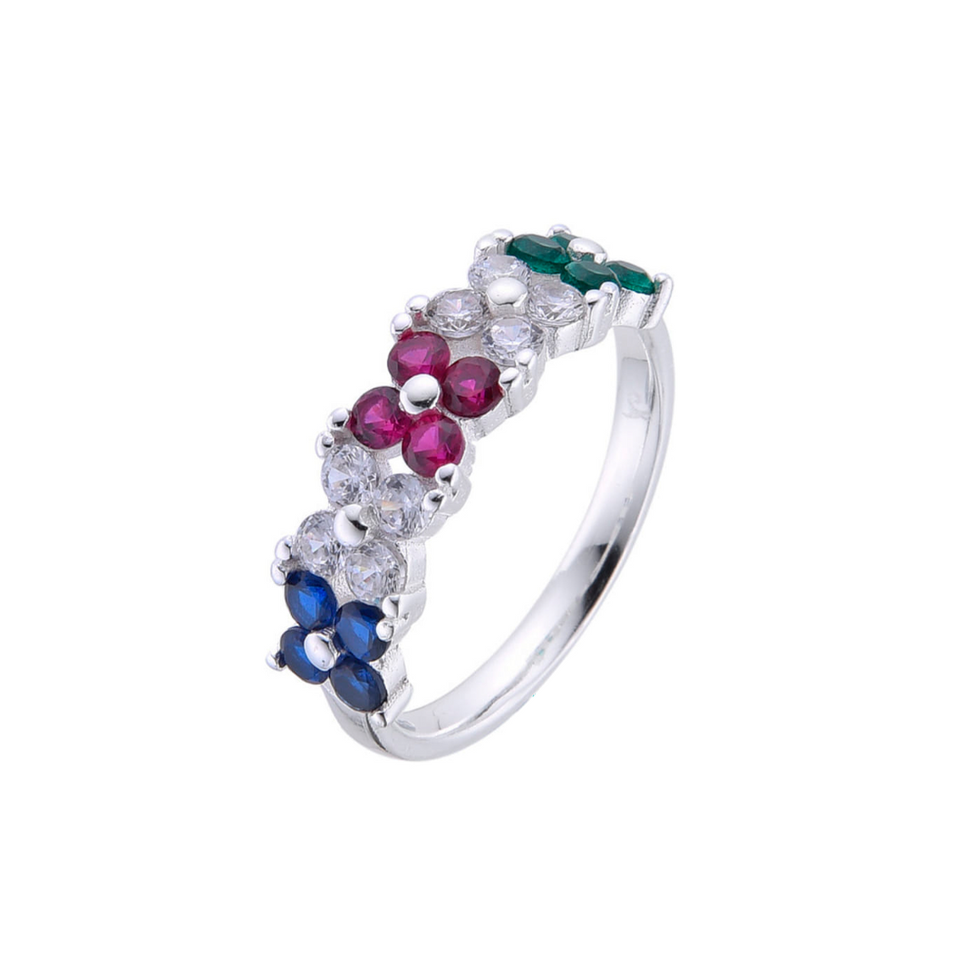 Anillo con diseño floral colorido