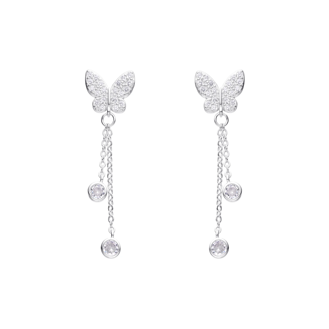 Aretes de mariposa y puntos de luz