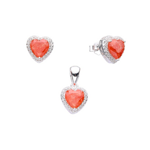 Conjunto de aretes y dije de corazón