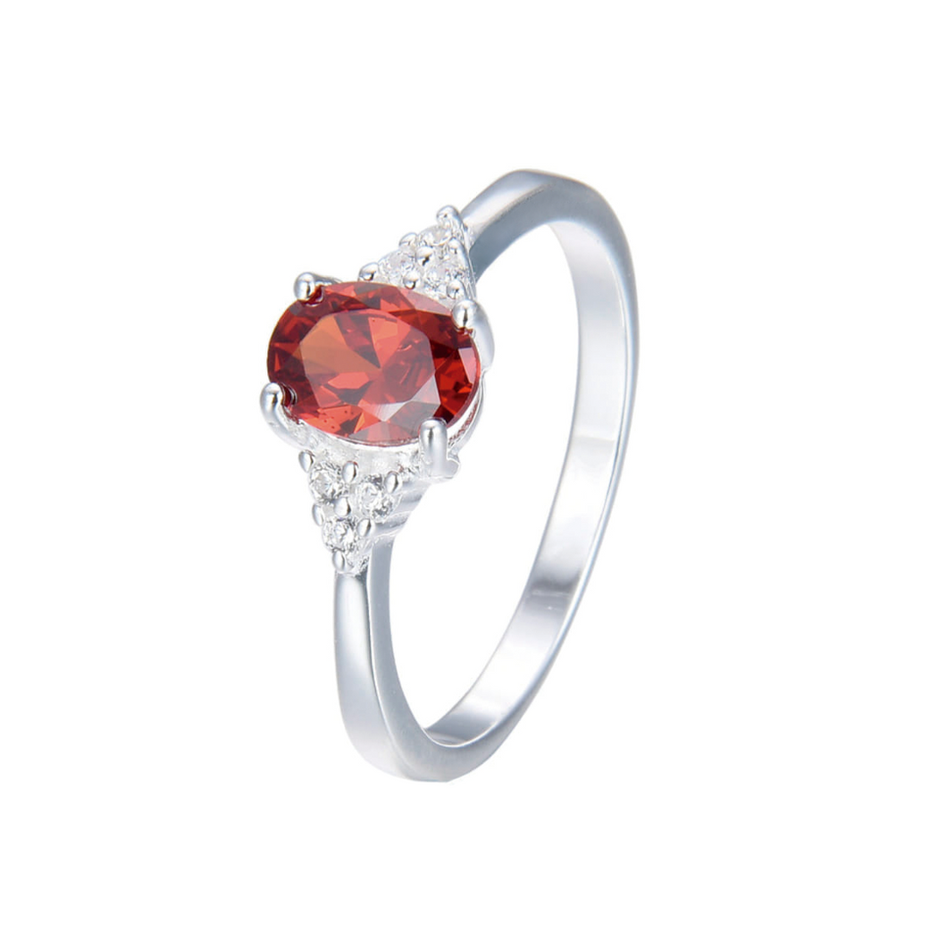 Anillo con diamante rubí ovalado