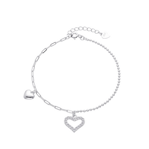 Accesorio de Plata con Corazones y Cadena Ajustable