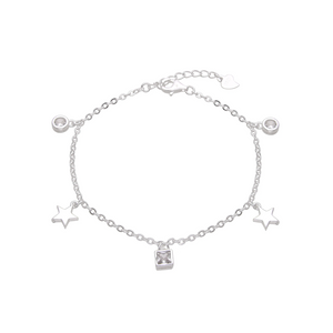 Pulsera de Plata Ley 0925 con Estrellas y Puntos de Luz