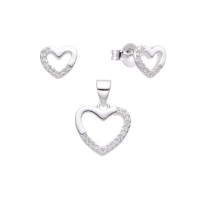 Conjunto de Joyería en Plata Ley 925 con Diseño de Corazón