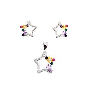 Joyería en Plata con Estrella Brillante y Piedras Multicolores
