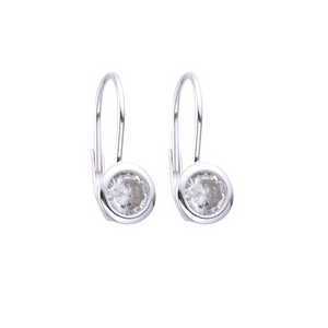 Argollas de Plata de Ley 0925 con Piedra Clara - Aretes Femeninos y Elegantes