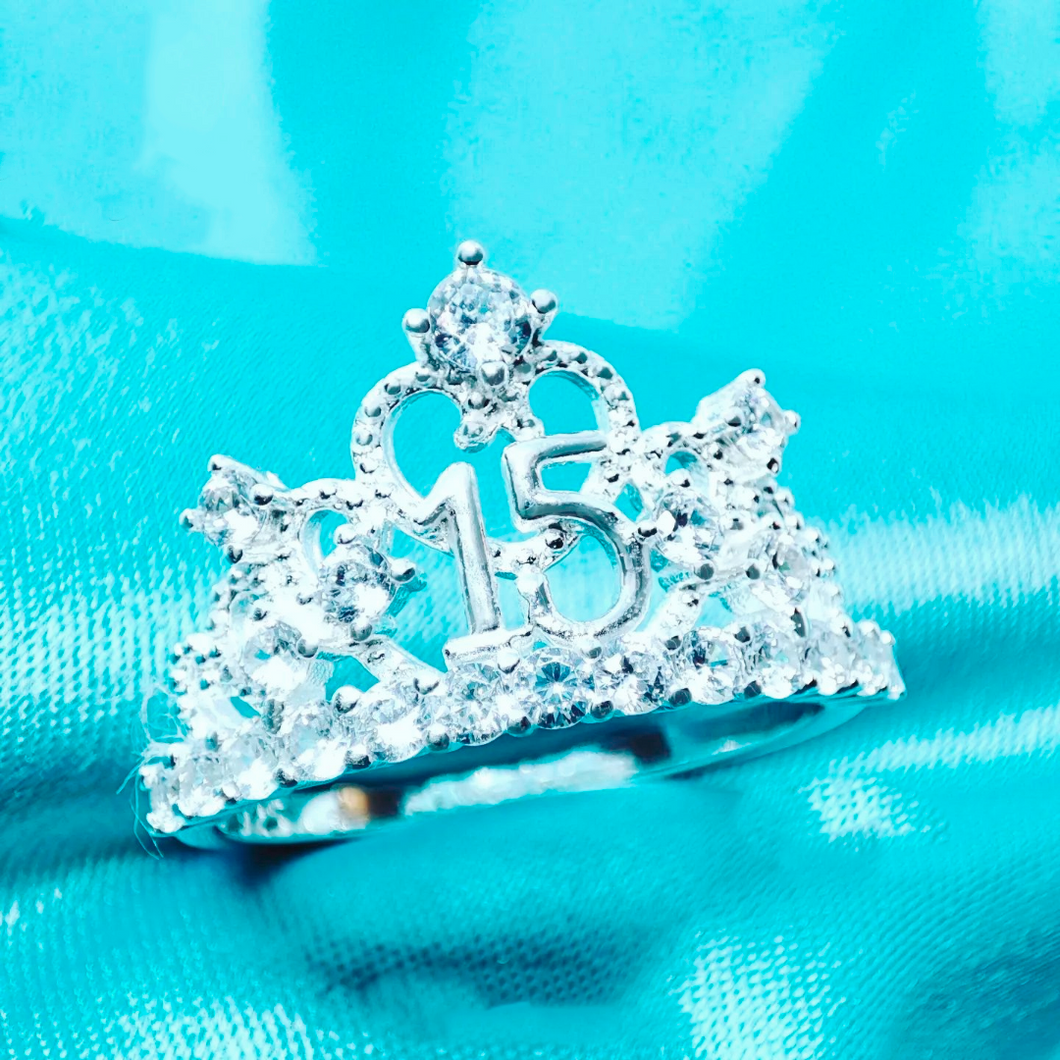 Corona Anillos De Plata Para 15 Años Quince Años Sortijas De 15 Añ
